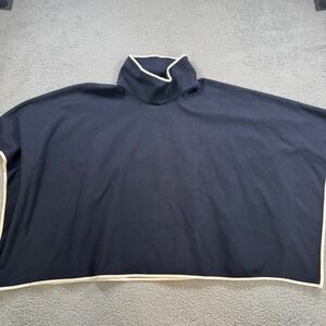 Tuckernuck Women OS Navy Blue High Neck Poncho Sweater Trim